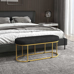 Upholstered Bench, Velvet Look, 200kg, Steel, Black