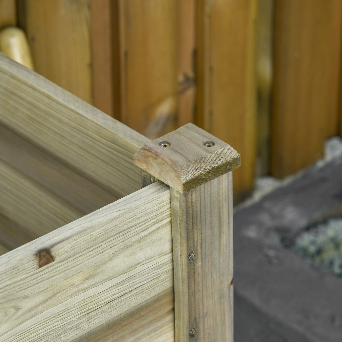 Raised Bed with Shelf & Drainage, Wooden, Green