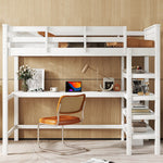 Loft Bed 90x200cm Storage Under-Bed Desk - White