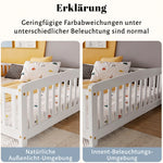 Floor Bed 140x200 cm with Safety Railings - Pine Wood, White