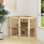 Wooden Hamster Cage, 4 Levels, Feeding Station, Seesaw, Ramp, Huts