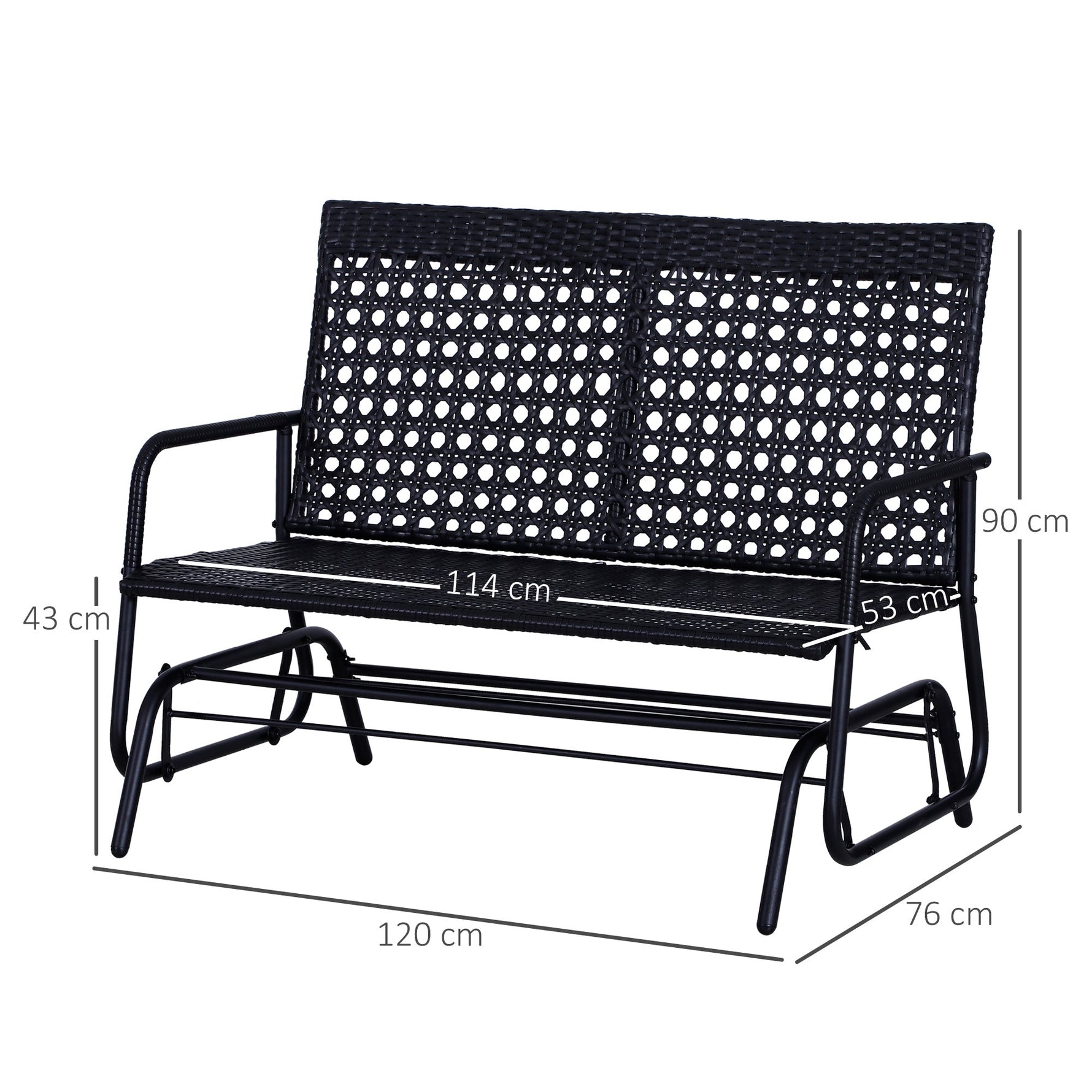 Swing Bench, 2-Seater Garden Swing, Polyrattan