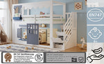 Children's Loft Bed 90x200cm with House Design & Storage, White