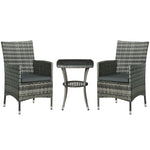 Balcony Furniture Set for 2 People, Rattan Garden, Dark Grey