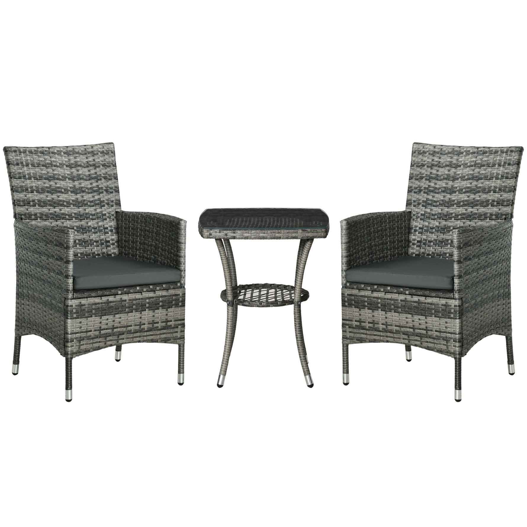 Balcony Furniture Set for 2 People, Rattan Garden, Dark Grey