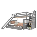 Bunk Bed with Drawers & Slide, 90x200/140x200, Grey