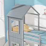 Bunk Bed 90x200cm House Bed with Ladder and Canopy Solid Wood Grey