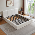 Upholstered Double Bed 180x200cm with Pneumatic Storage, Grey Linen