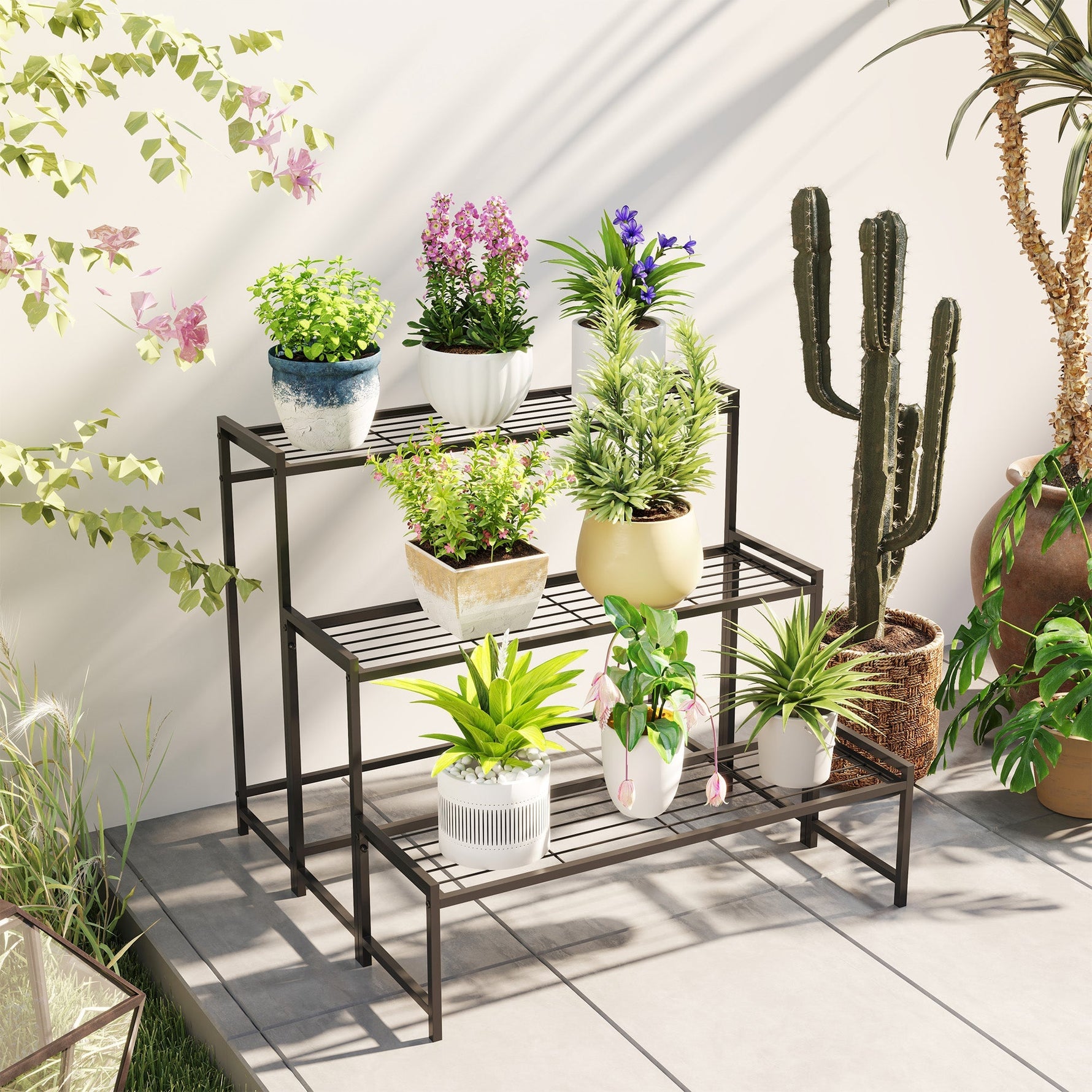 3-Tier Plant Stand, Metal, 66cm High, Black