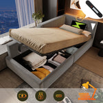 Upholstered Daybed 90x190cm, Sofa Bed with Hydraulic Storage & USB-C, Velvet Grey