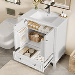 Bathroom Vanity Unit with Ceramic Sink and Solid Wood Legs, White