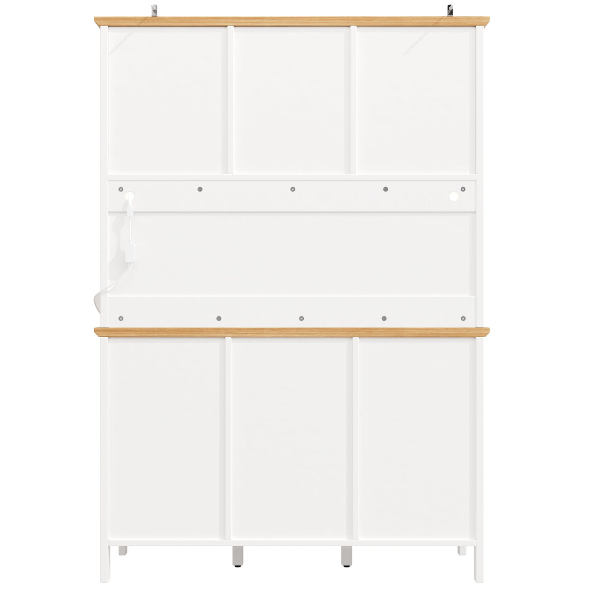 Tall Sideboard Cabinet with LED Lighting and 3 Drawers, White and Black