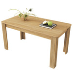Contemporary Dining Table, Rectangular 4-Leg Sturdy Coffee and Leisure Table, Oak Wood