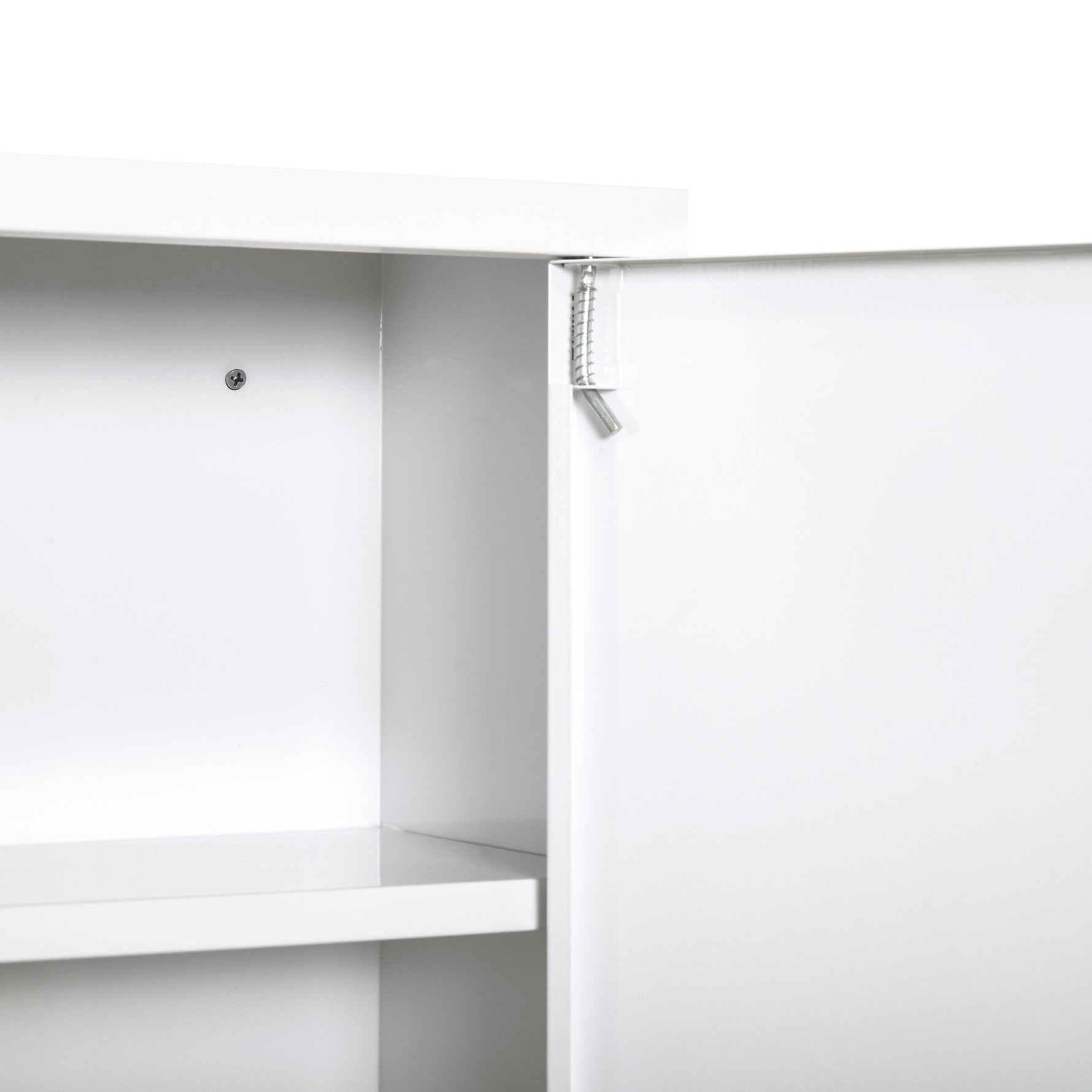 Kleankin first aid cabinet, medicine cabinet with 3 compartments, lockable, white steel