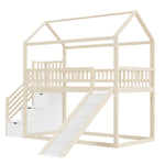 Children's Bunk Bed 90x200cm with Slide & Storage Ladder, Wood