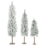 Artificial Christmas Trees Set of 3, Snow-Covered, Green & White