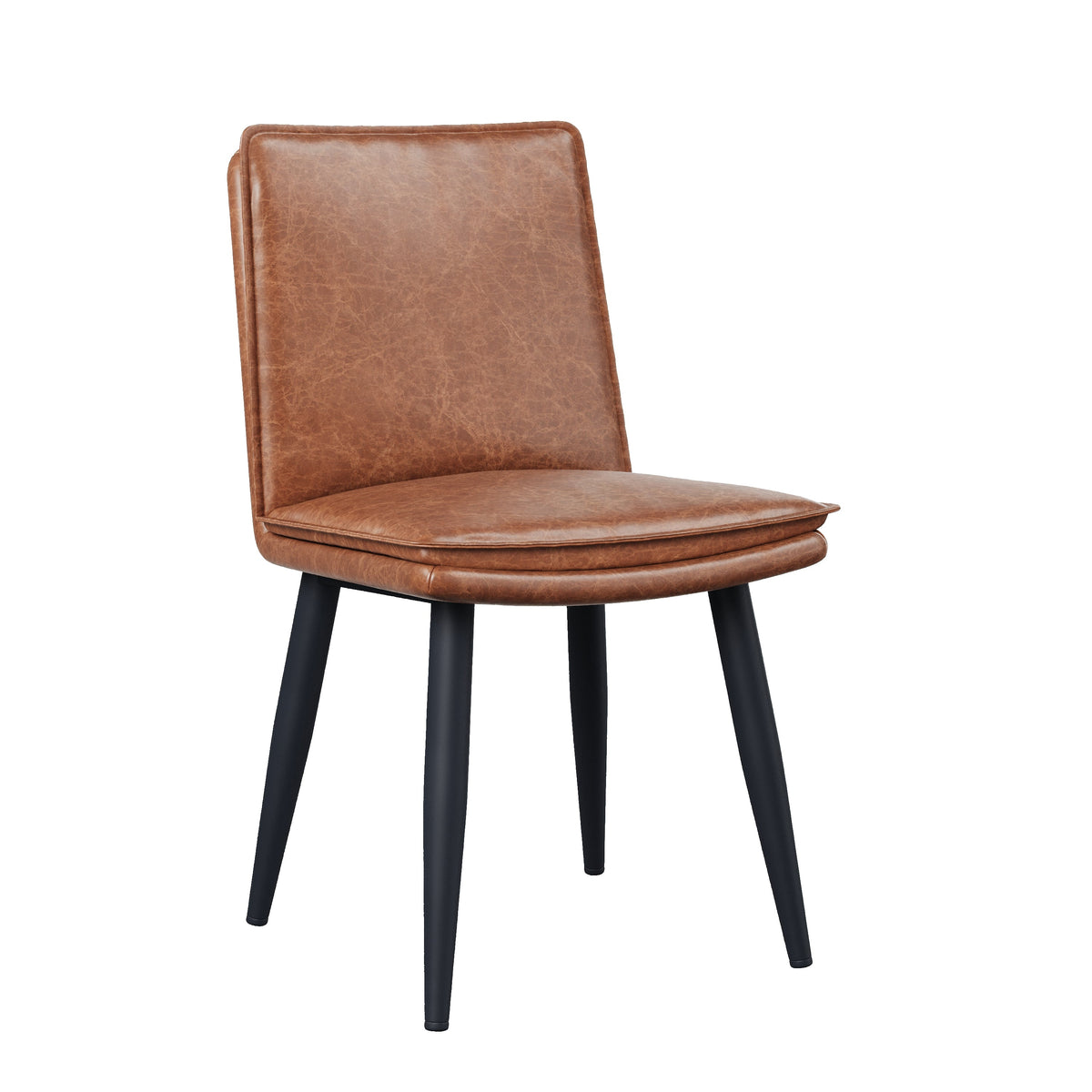 6 Dining Chairs, Double-Layered Cushions, Comfortable & Soft PU, Brown