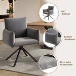 Set of 4 Dining Chairs Upholstered Swivel Metal Legs - Velvet Grey