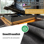 Upholstered Double Bed with Hydraulic Storage, LED Lighting and Charging Station, 140x190cm, Grey Linen