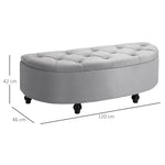 Storage Bench Ottoman Footstool, Velvet-Touch Rubberwood, Grey