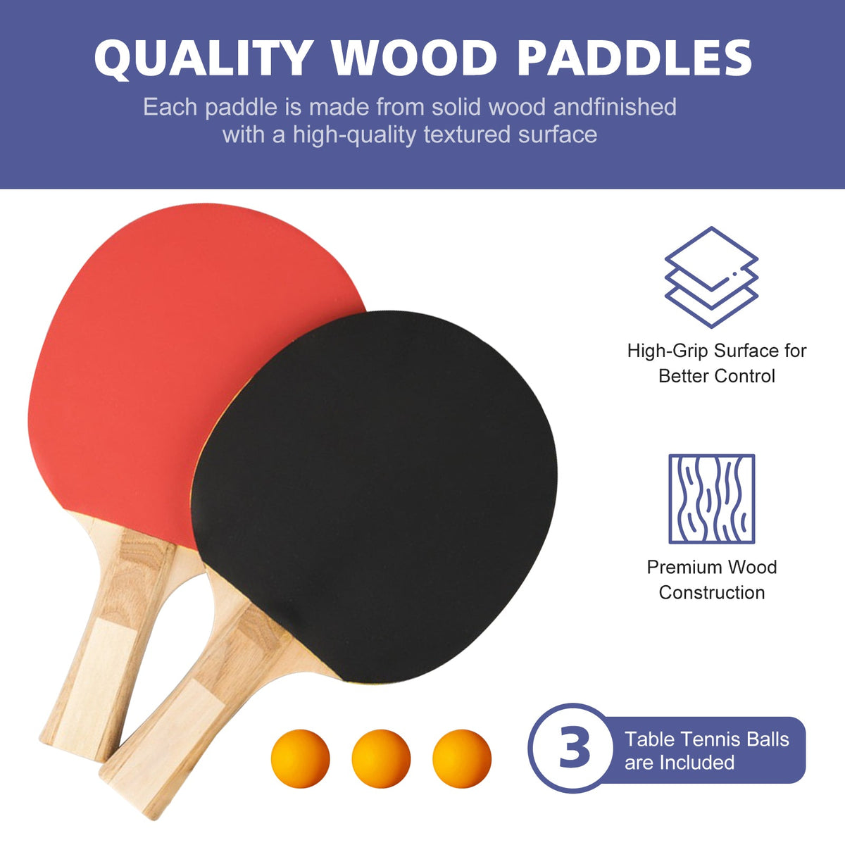 Foldable Table Tennis Table with Net, Paddles and Balls, 4.5FT Portable, Black