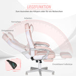 Gaming Chair, Height-Adjustable Swivel with Footrest, Pink Faux Leather