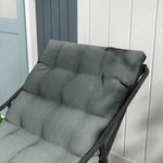 Garden Armchair Lounge Chair Thick Cushion Armrests 120 kg Load Capacity, Grey