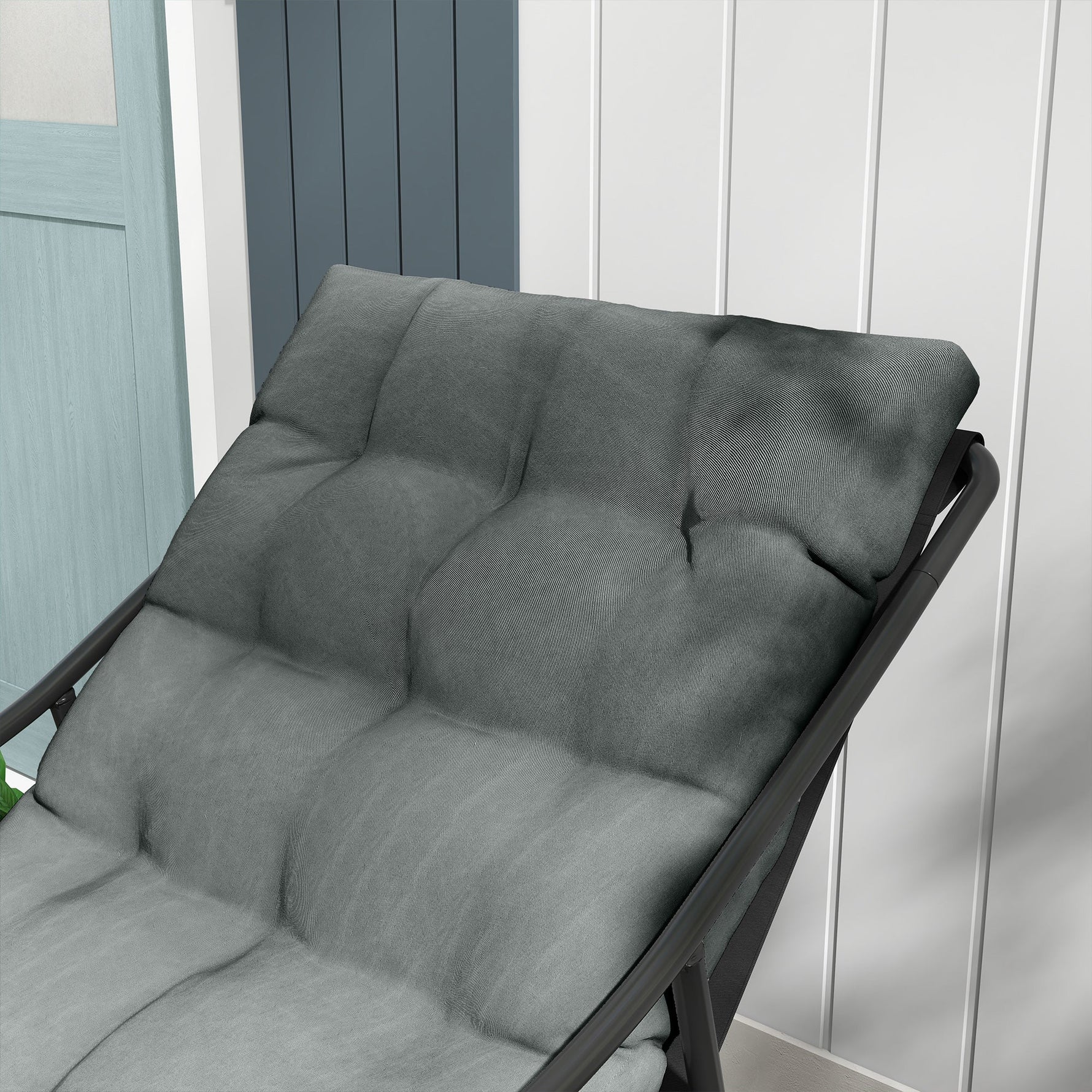 Garden Armchair Lounge Chair Thick Cushion Armrests 120 kg Load Capacity, Grey