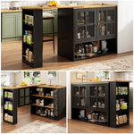 Dining Bar, 360° Rotating Multifunctional with 5 Shelves, Black