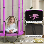 Children's Trampoline Ø140 cm, Indoor with Safety Net, Rubber Rope, Purple