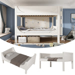 Separable Bunk Bed 90x200cm, Converts to 2 Single Beds, Sled Design, White
