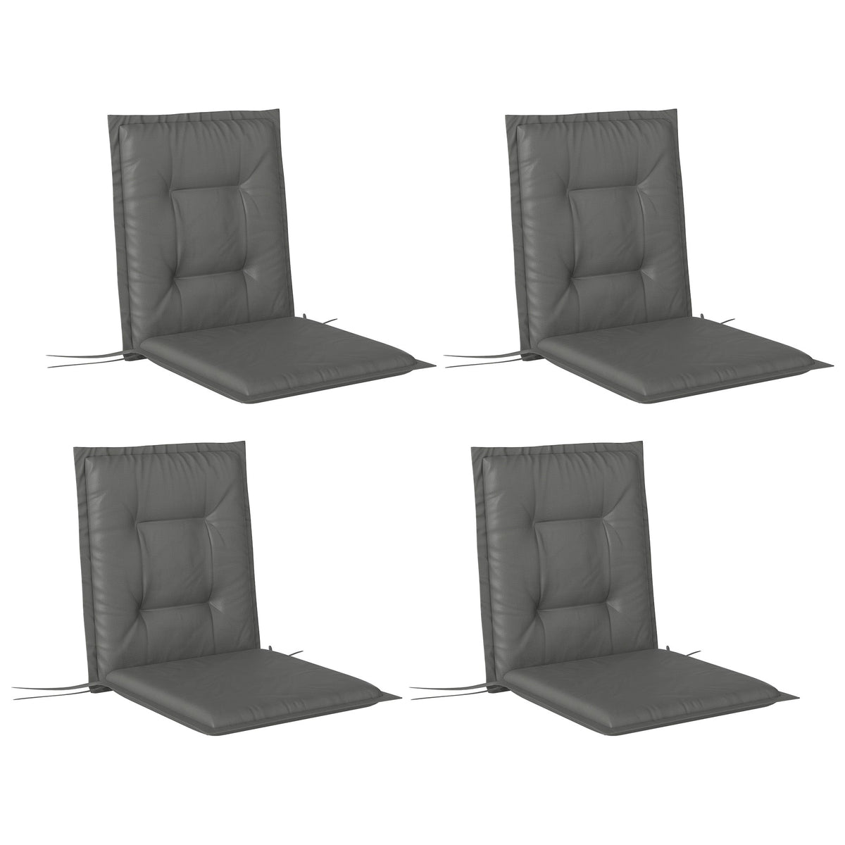 Seat Cushions, Set of 4 with Ties, 108x50x5 cm, Light Grey