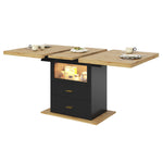 Extendable Dining Table with LED Lighting and Seating for 6 People, Wood Finish