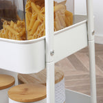 Kitchen Trolley 3-Tier Rolling Cart, Metal Steel White
