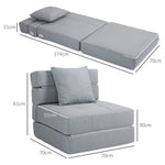 Foldable Sleeper Chair 2-in-1 Bed Function 100kg Capacity, Guest Bed