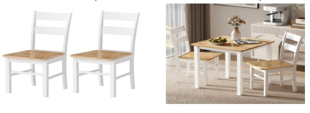 Kitchen Chairs, Curved Slatted Back, Rubberwood White