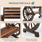 2-Seater Garden Bench Wagonwheel Armrests Fir Wood Brown