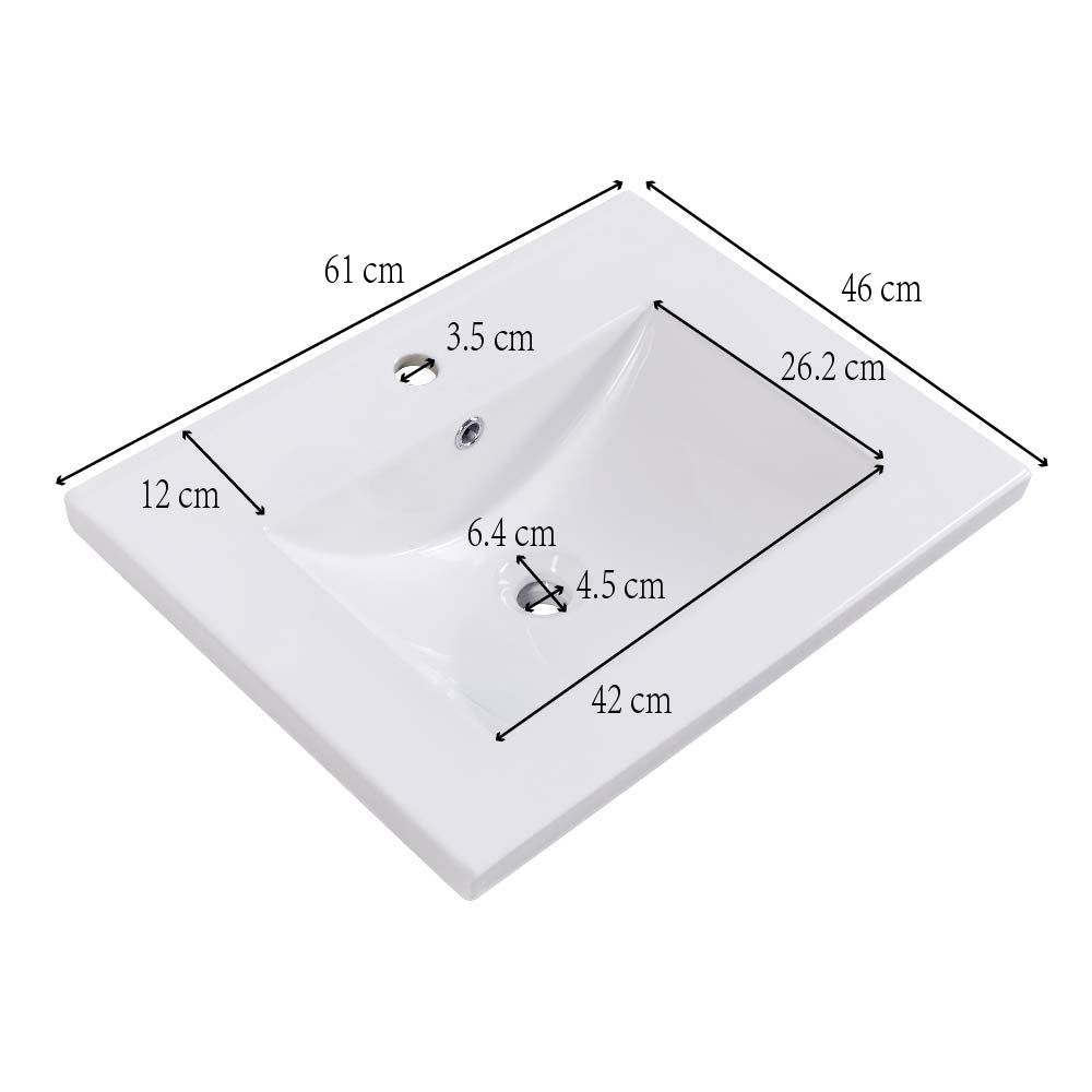 Bathroom Furniture Single Washbasin 60 cm Vanity Unit Ceramic Washbasin, Light Grey