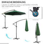 Cantilever Parasol Crank Sunshade Steel Frame Ø2.95x2.45m Green Polyester