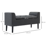 Bench with Storage, Upholstered Stool Chest, Dark Grey Linen