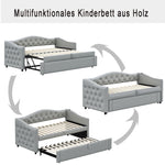 Upholstered Bed Pull-out Sofa Bed, 90 x 200 cm, USB Port, Linen Fabric, Grey