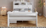 Children's Bed 140x200cm with Storage & Desk in White Wood