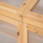 Cold Frame Mini Greenhouse, 70x50x120 cm, Cover, Window, Double Door, 3 Shelves, Wooden Brown