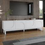 Lowboard TV Cabinet with Curved Doors, Shelves & Stabilizing Legs