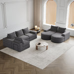 Chenille Sofa, Curved Modular L-Lounger, Two-Piece Set