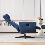 022 Recliner Chair, Comfortable with Reclining Function, Footrest, Swivel, Chenille, Blue