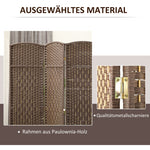 Room Divider, 3-Panel Folding, Weave Pattern, Pinewood, Brown