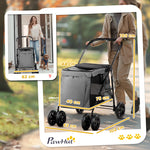 Dog Stroller, Foldable Buggy with Cushion, Grey-Black Oxford Fabric