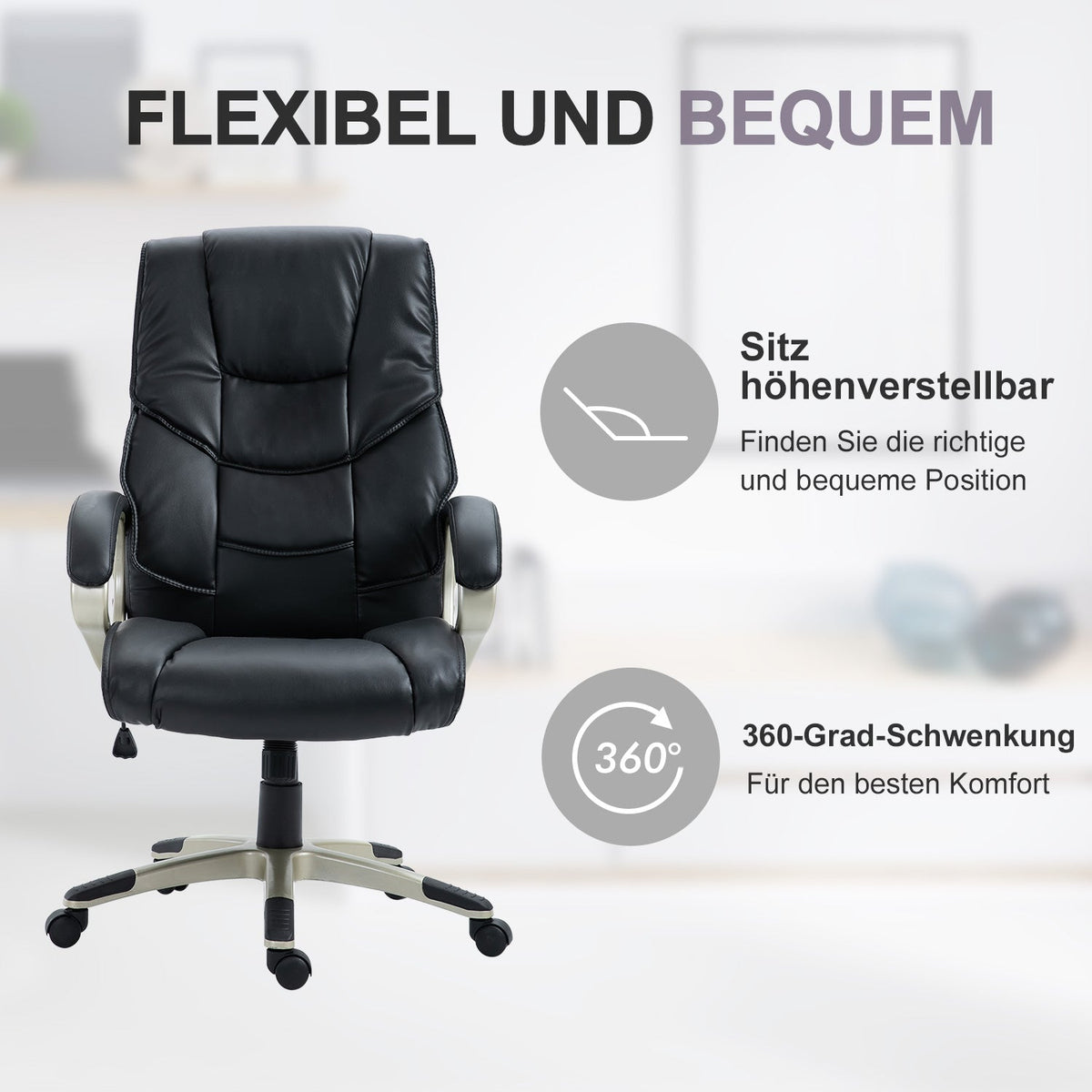 Office Chair, Height Adjustable, Rocking, Ergonomic, Desk Chair