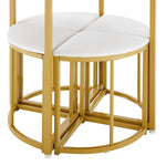 Dining Table Set with 4 Chairs, Modern Luxury MDF Gilded Iron Velvet, White